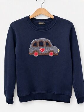 Ramo Kids Navy Sweatshirt with Car Applique
